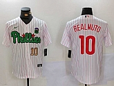 Men's Philadelphia Phillies #10 J.T. Realmuto White Green Cool Base Stitched Jerseys,baseball caps,new era cap wholesale,wholesale hats